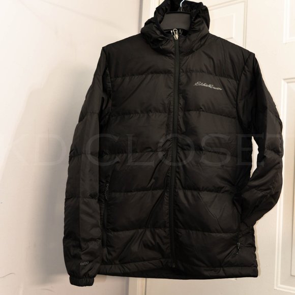 Men’s Hooded Down Black Jacket Eddie Bauer - Picture 3 of 14